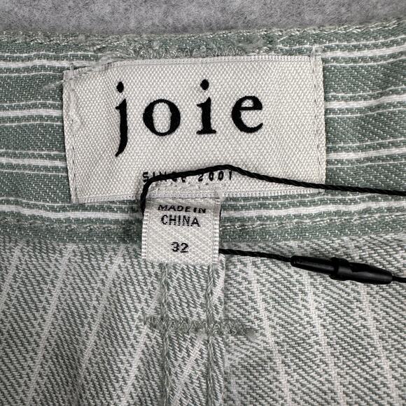 Joie Charlotte Short SZ 32 Green White Striped High Rise Rolled Hem Side Pockets - Picture 5 of 7
